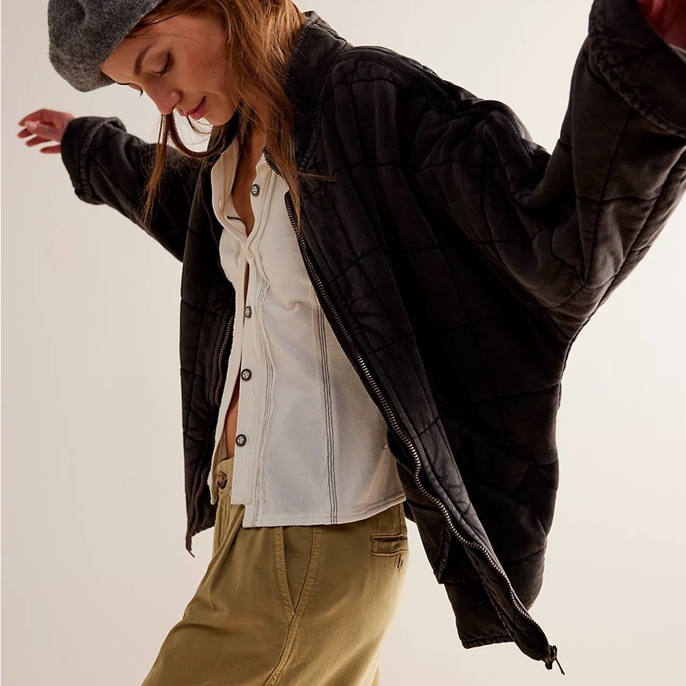 Free People Dolman Quilted Jacket Black